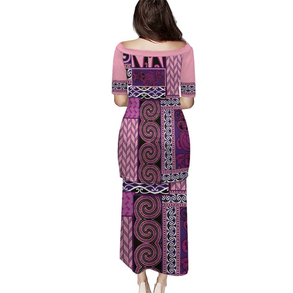 Pink Aotearoa Kowhaiwhai Pattern Puletasi NZ Maori Quilt Style LT14 - Polynesian Pride