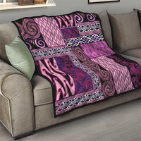 Pink Aotearoa Kowhaiwhai Pattern Quilt NZ Maori Quilt Style LT14 - Polynesian Pride