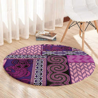 Pink Aotearoa Kowhaiwhai Pattern Round Carpet NZ Maori Quilt Style LT14 - Polynesian Pride