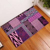 Pink Aotearoa Kowhaiwhai Pattern Rubber Doormat NZ Maori Quilt Style LT14 - Polynesian Pride