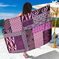 Pink Aotearoa Kowhaiwhai Pattern Sarong NZ Maori Quilt Style LT14 One Size 44 x 66 inches Pink - Polynesian Pride
