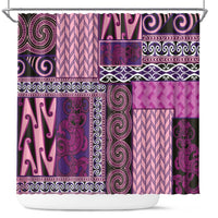 Pink Aotearoa Kowhaiwhai Pattern Shower Curtain NZ Maori Quilt Style LT14 Pink - Polynesian Pride