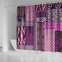 Pink Aotearoa Kowhaiwhai Pattern Shower Curtain NZ Maori Quilt Style LT14 - Polynesian Pride