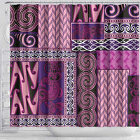 Pink Aotearoa Kowhaiwhai Pattern Shower Curtain NZ Maori Quilt Style LT14 - Polynesian Pride