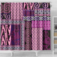 Pink Aotearoa Kowhaiwhai Pattern Shower Curtain NZ Maori Quilt Style LT14 - Polynesian Pride
