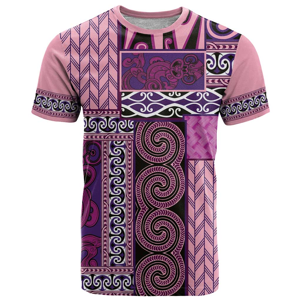 Pink Aotearoa Kowhaiwhai Pattern T Shirt NZ Maori Quilt Style LT14 Pink - Polynesian Pride