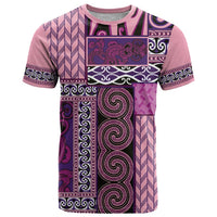 Pink Aotearoa Kowhaiwhai Pattern T Shirt NZ Maori Quilt Style LT14 Pink - Polynesian Pride