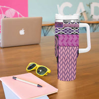 Pink Aotearoa Kowhaiwhai Pattern Tumbler With Handle NZ Maori Quilt Style LT14 - Polynesian Pride