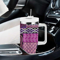 Pink Aotearoa Kowhaiwhai Pattern Tumbler With Handle NZ Maori Quilt Style LT14 - Polynesian Pride