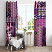 Pink Aotearoa Kowhaiwhai Pattern Window Curtain NZ Maori Quilt Style LT14 - Polynesian Pride