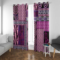 Pink Aotearoa Kowhaiwhai Pattern Window Curtain NZ Maori Quilt Style LT14 With Grommets Pink - Polynesian Pride