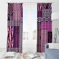 Pink Aotearoa Kowhaiwhai Pattern Window Curtain NZ Maori Quilt Style LT14 - Polynesian Pride