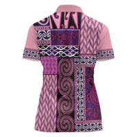 Pink Aotearoa Kowhaiwhai Pattern Women Polo Shirt NZ Maori Quilt Style LT14 - Polynesian Pride