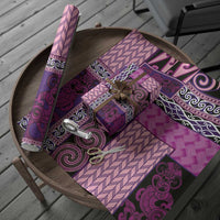 Pink Aotearoa Kowhaiwhai Pattern Wrapping Paper NZ Maori Quilt Style LT14 - Polynesian Pride