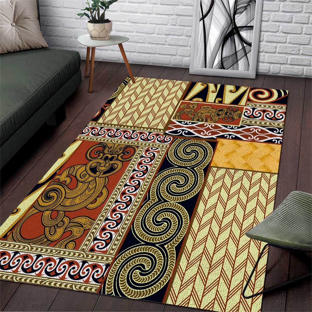 Yellow Aotearoa Kowhaiwhai Pattern Area Rug NZ Maori Quilt Style LT14 Yellow - Polynesian Pride