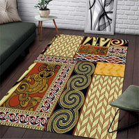Yellow Aotearoa Kowhaiwhai Pattern Area Rug NZ Maori Quilt Style LT14 Yellow - Polynesian Pride