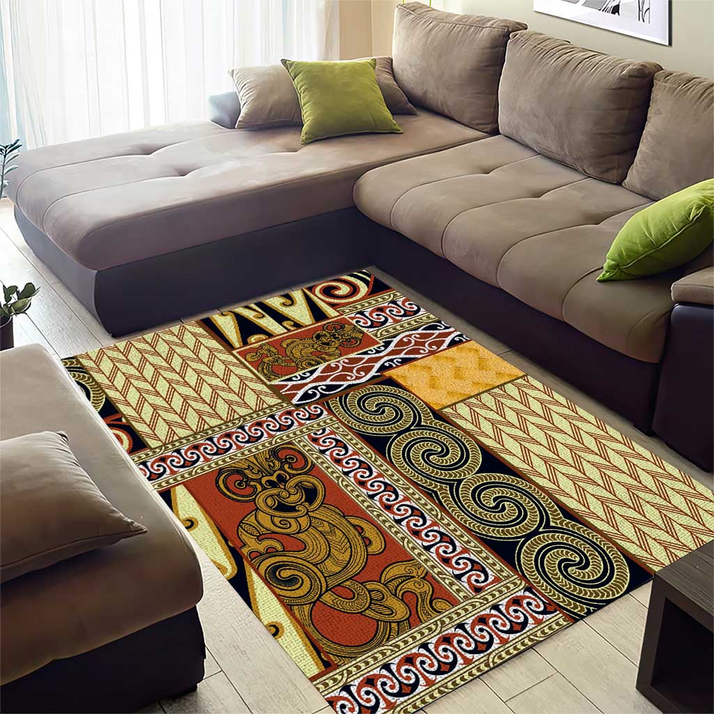 Yellow Aotearoa Kowhaiwhai Pattern Area Rug NZ Maori Quilt Style LT14 - Polynesian Pride