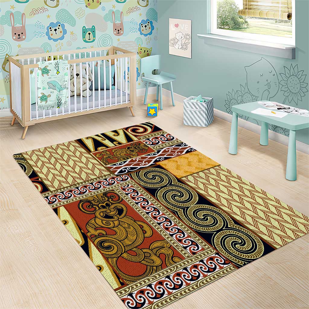 Yellow Aotearoa Kowhaiwhai Pattern Area Rug NZ Maori Quilt Style LT14 - Polynesian Pride