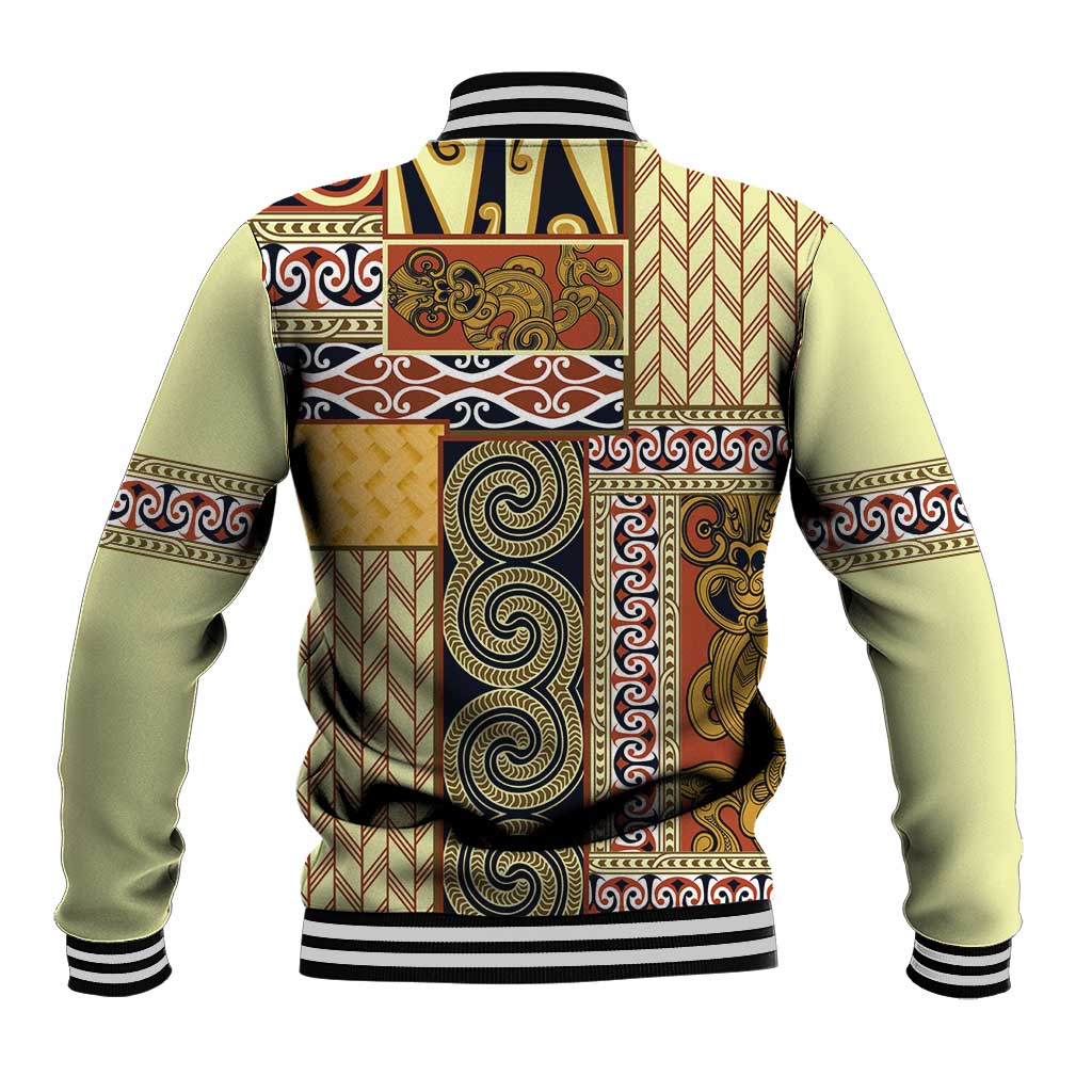 Yellow Aotearoa Kowhaiwhai Pattern Baseball Jacket NZ Maori Quilt Style LT14 - Polynesian Pride