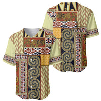 Yellow Aotearoa Kowhaiwhai Pattern Baseball Jersey NZ Maori Quilt Style LT14 - Polynesian Pride