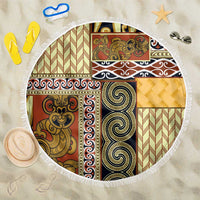 Yellow Aotearoa Kowhaiwhai Pattern Beach Blanket NZ Maori Quilt Style LT14 One Size 150cm Yellow - Polynesian Pride