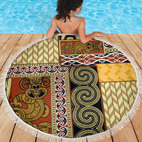 Yellow Aotearoa Kowhaiwhai Pattern Beach Blanket NZ Maori Quilt Style LT14 - Polynesian Pride