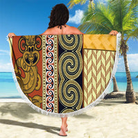 Yellow Aotearoa Kowhaiwhai Pattern Beach Blanket NZ Maori Quilt Style LT14 - Polynesian Pride