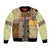 Yellow Aotearoa Kowhaiwhai Pattern Bomber Jacket NZ Maori Quilt Style