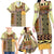 Yellow Aotearoa Kowhaiwhai Pattern Family Matching Long Sleeve Bodycon Dress and Hawaiian Shirt NZ Maori Quilt Style