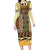 Yellow Aotearoa Kowhaiwhai Pattern Family Matching Long Sleeve Bodycon Dress and Hawaiian Shirt NZ Maori Quilt Style