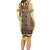 Yellow Aotearoa Kowhaiwhai Pattern Family Matching Long Sleeve Bodycon Dress and Hawaiian Shirt NZ Maori Quilt Style