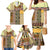 Yellow Aotearoa Kowhaiwhai Pattern Family Matching Mermaid Dress and Hawaiian Shirt NZ Maori Quilt Style