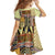 Yellow Aotearoa Kowhaiwhai Pattern Family Matching Off Shoulder Short Dress and Hawaiian Shirt NZ Maori Quilt Style