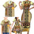 Yellow Aotearoa Kowhaiwhai Pattern Family Matching Short Sleeve Bodycon Dress and Hawaiian Shirt NZ Maori Quilt Style