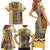 Yellow Aotearoa Kowhaiwhai Pattern Family Matching Short Sleeve Bodycon Dress and Hawaiian Shirt NZ Maori Quilt Style