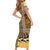 Yellow Aotearoa Kowhaiwhai Pattern Family Matching Short Sleeve Bodycon Dress and Hawaiian Shirt NZ Maori Quilt Style