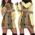 Yellow Aotearoa Kowhaiwhai Pattern Hoodie Dress NZ Maori Quilt Style