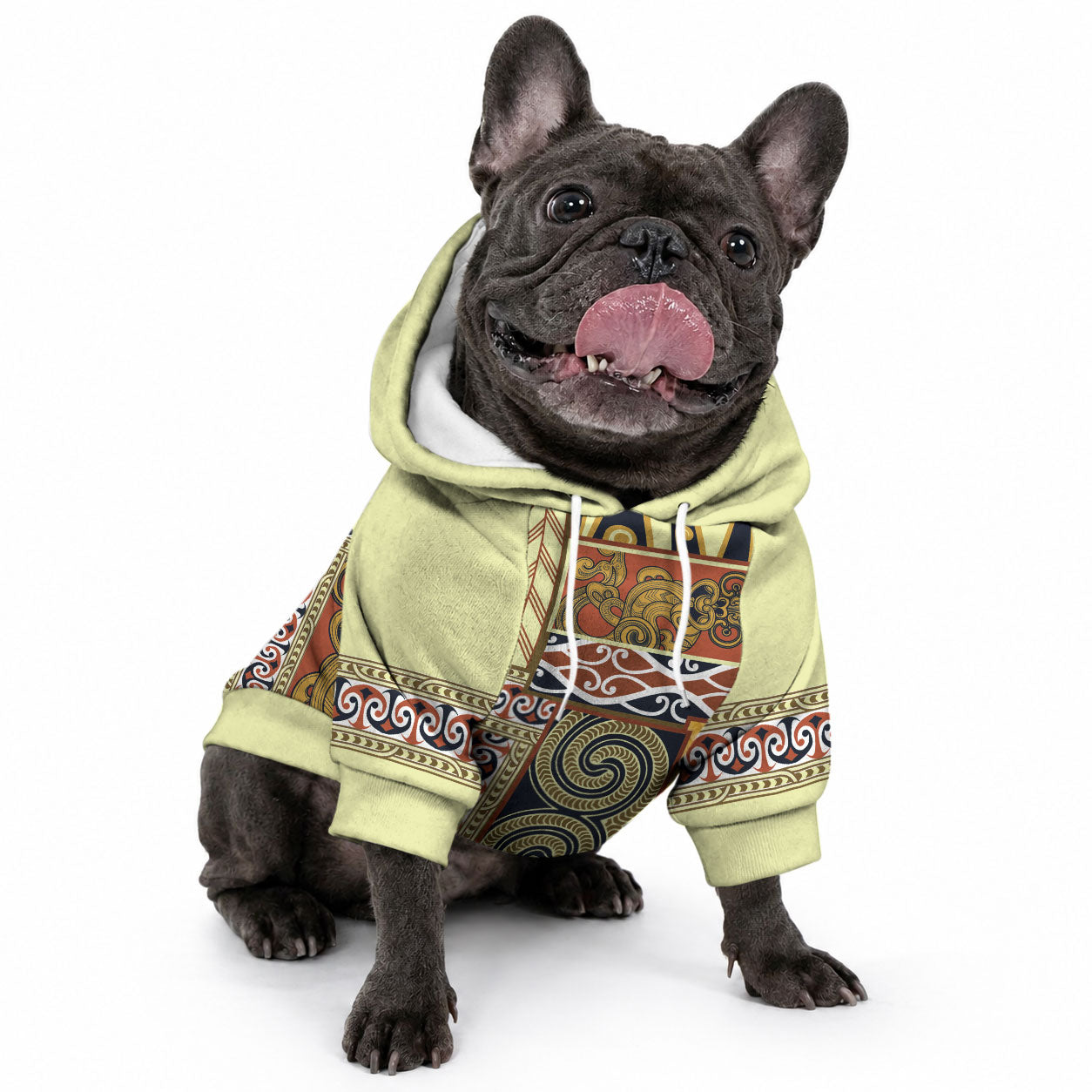 Yellow Aotearoa Kowhaiwhai Pattern Pet Hoodie NZ Maori Quilt Style LT14 - Polynesian Pride