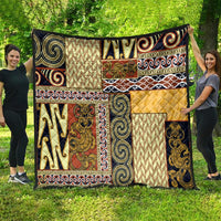 Yellow Aotearoa Kowhaiwhai Pattern Quilt NZ Maori Quilt Style LT14 - Polynesian Pride