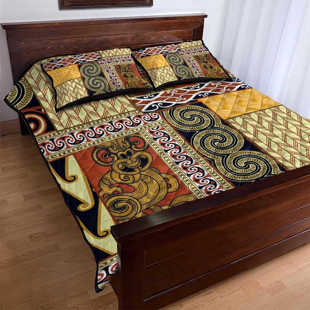 Yellow Aotearoa Kowhaiwhai Pattern Quilt Bed Set NZ Maori Quilt Style LT14 - Polynesian Pride