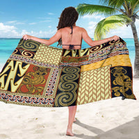 Yellow Aotearoa Kowhaiwhai Pattern Sarong NZ Maori Quilt Style LT14 - Polynesian Pride