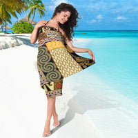 Yellow Aotearoa Kowhaiwhai Pattern Sarong NZ Maori Quilt Style LT14 - Polynesian Pride