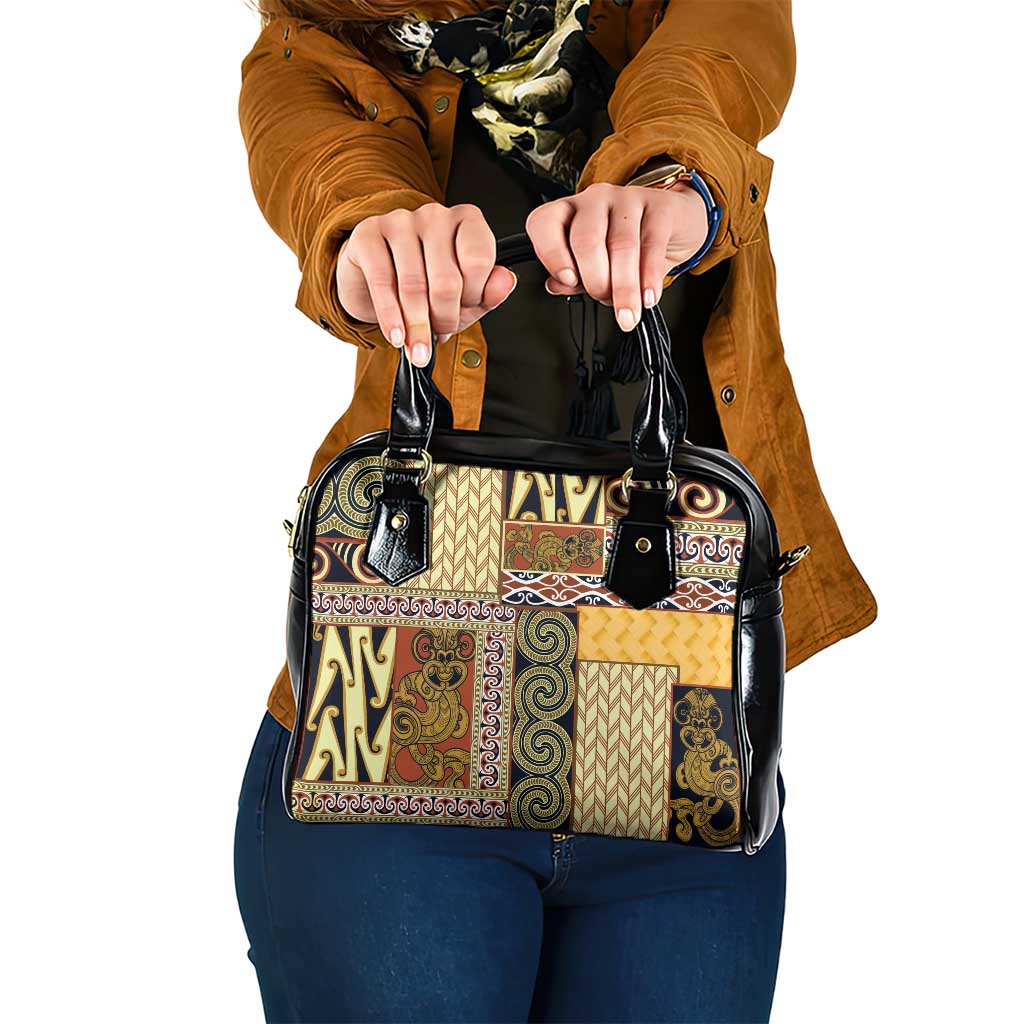 Yellow Aotearoa Kowhaiwhai Pattern Shoulder Handbag NZ Maori Quilt Style LT14 One Size Yellow - Polynesian Pride