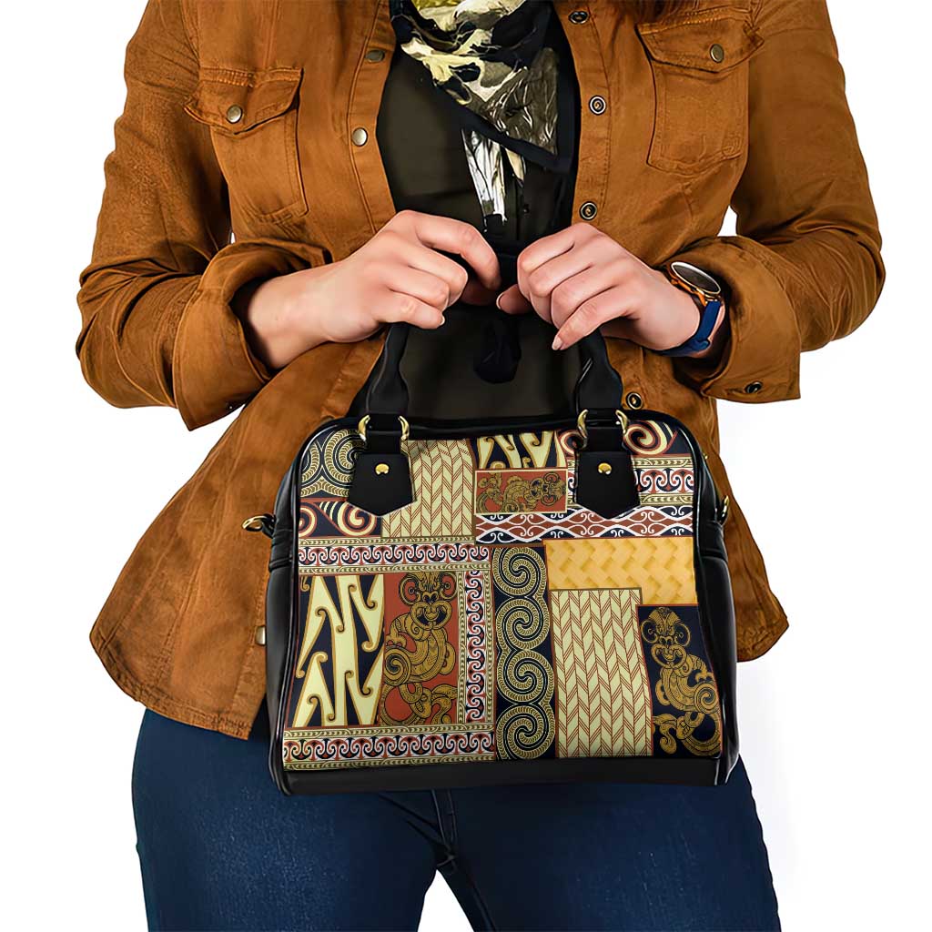 Yellow Aotearoa Kowhaiwhai Pattern Shoulder Handbag NZ Maori Quilt Style LT14 - Polynesian Pride