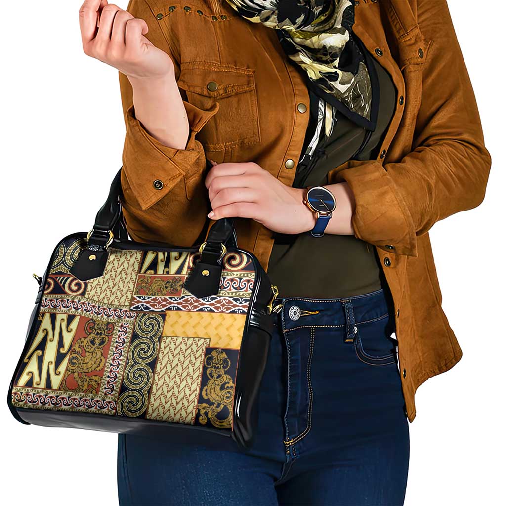 Yellow Aotearoa Kowhaiwhai Pattern Shoulder Handbag NZ Maori Quilt Style LT14 - Polynesian Pride