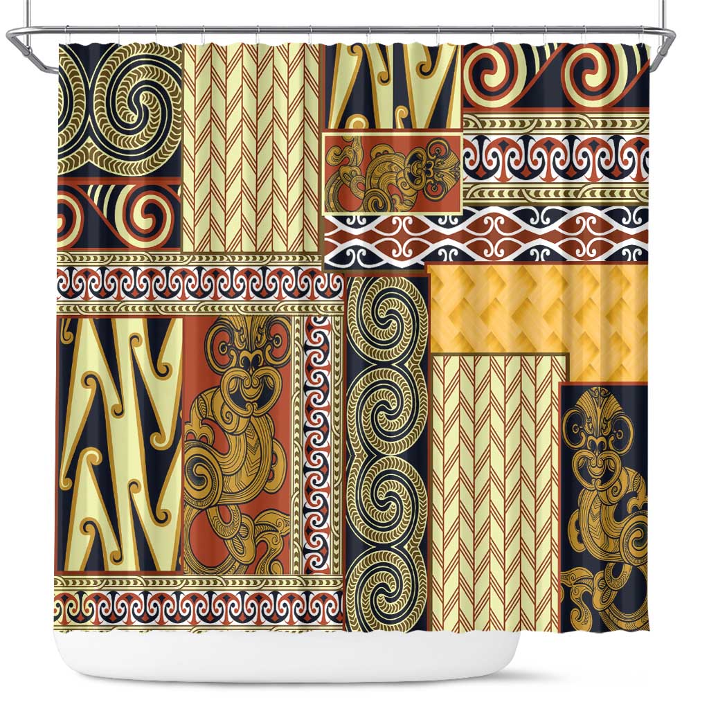 Yellow Aotearoa Kowhaiwhai Pattern Shower Curtain NZ Maori Quilt Style LT14 Yellow - Polynesian Pride