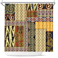 Yellow Aotearoa Kowhaiwhai Pattern Shower Curtain NZ Maori Quilt Style LT14 Yellow - Polynesian Pride