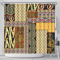 Yellow Aotearoa Kowhaiwhai Pattern Shower Curtain NZ Maori Quilt Style LT14 - Polynesian Pride
