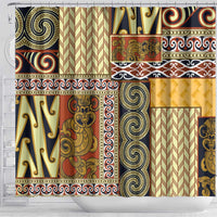 Yellow Aotearoa Kowhaiwhai Pattern Shower Curtain NZ Maori Quilt Style LT14 - Polynesian Pride