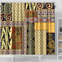 Yellow Aotearoa Kowhaiwhai Pattern Shower Curtain NZ Maori Quilt Style LT14 - Polynesian Pride